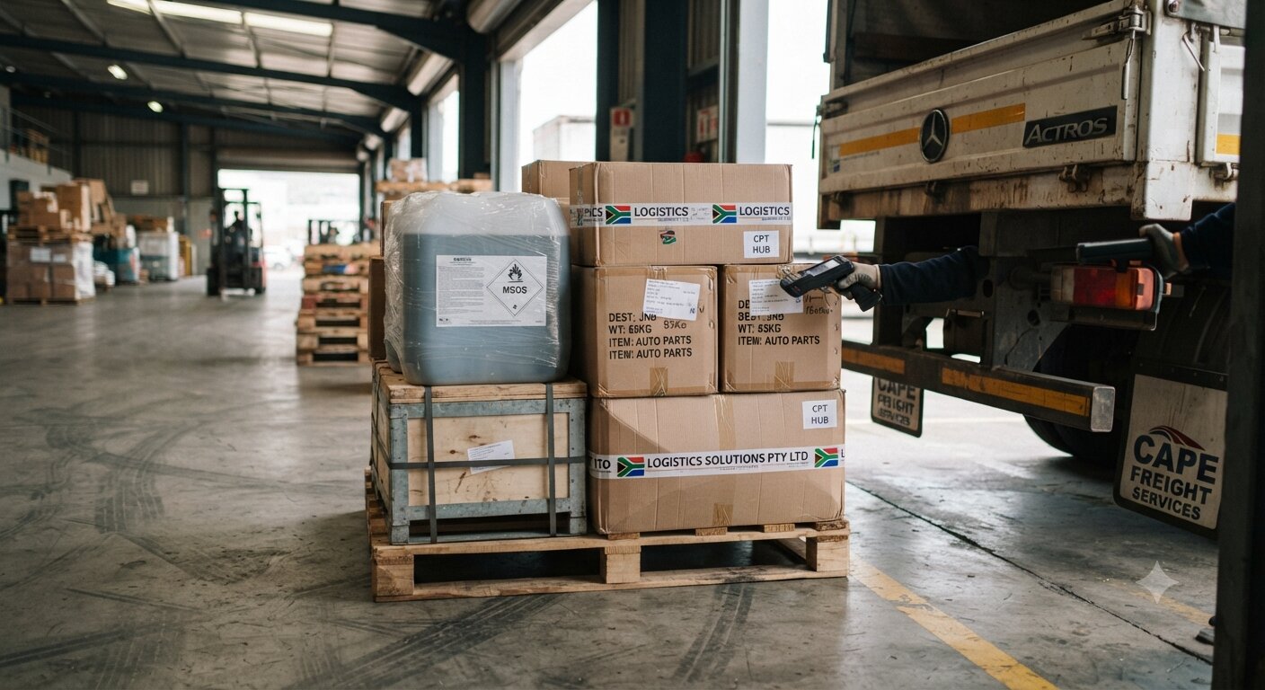 Loaded pallet or truck loading bay at a logistics depot