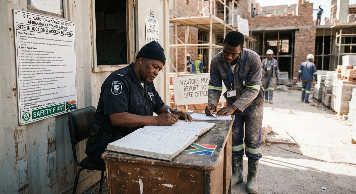 Access-control point or guard logbook at a working site